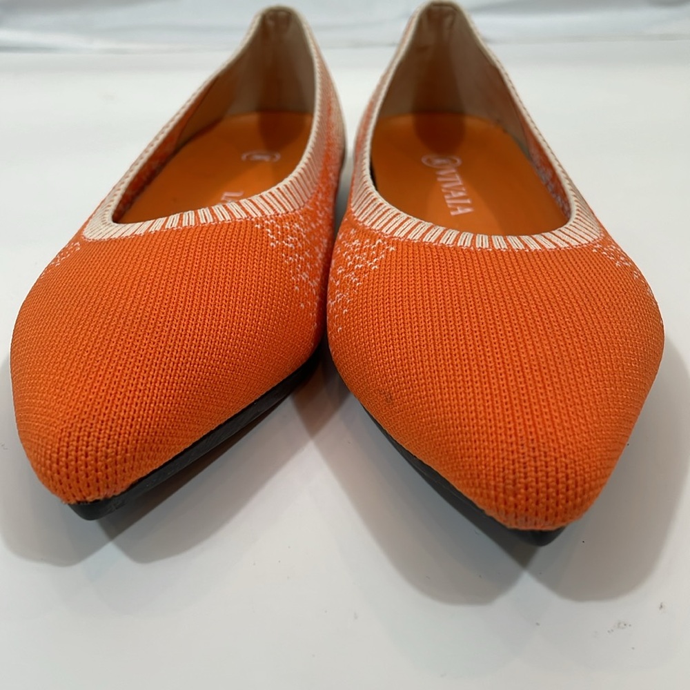 Vivaia Flats Size 39 Orange And Cream Stretch Knit EUC - Picture 9 of 9